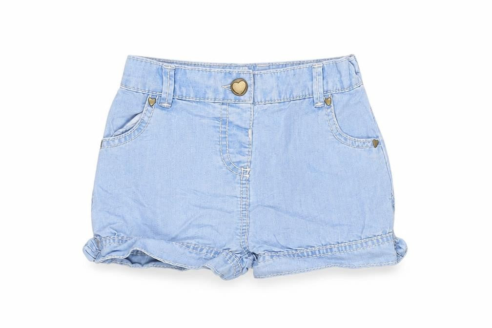 Front view of Tu girls’ blue polyester capri jeans, size 12-18, months snap