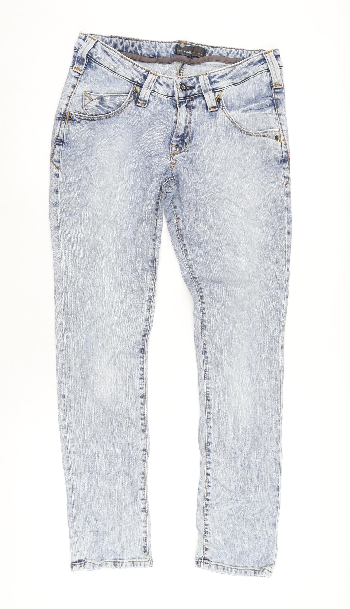 Lee Womens Blue Cotton Blend Straight Jeans Size 30 in L30 in Regular Tie