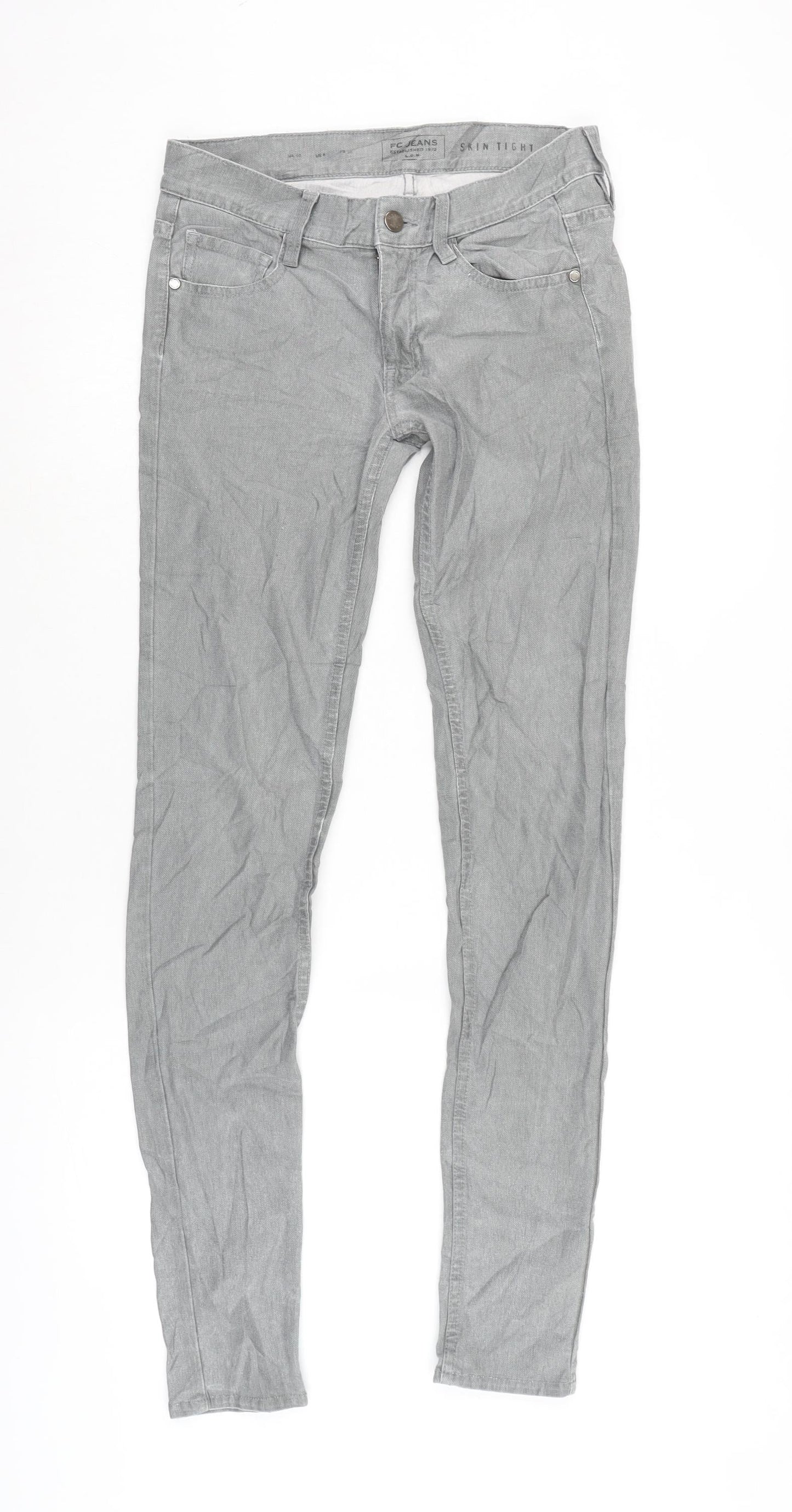 FC Womens Grey Cotton Blend Tapered Jeans Size 10 L31 in Regular Zip