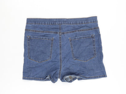 Denim & Co. Womens Blue Cotton Boyfriend Shorts Size 14 Regular Zip