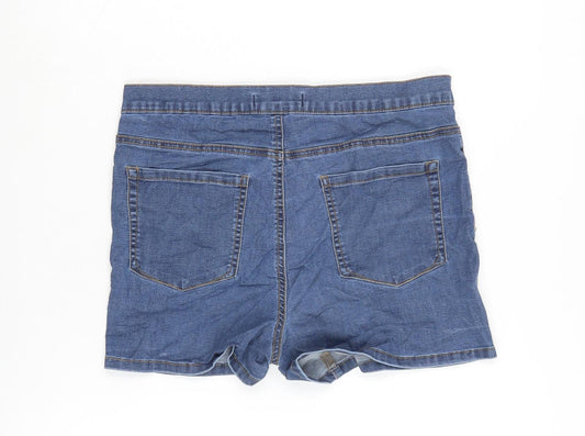 Denim & Co. Womens Blue Cotton Boyfriend Shorts Size 14 Regular Zip