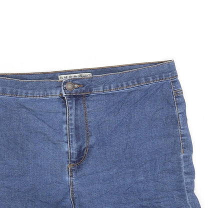 Denim & Co. Womens Blue Cotton Boyfriend Shorts Size 14 Regular Zip