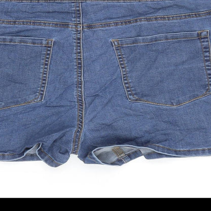 Denim & Co. Womens Blue Cotton Boyfriend Shorts Size 14 Regular Zip