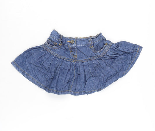 George Girls Blue Cotton Flare Skirt Size 18-24 Months Snap
