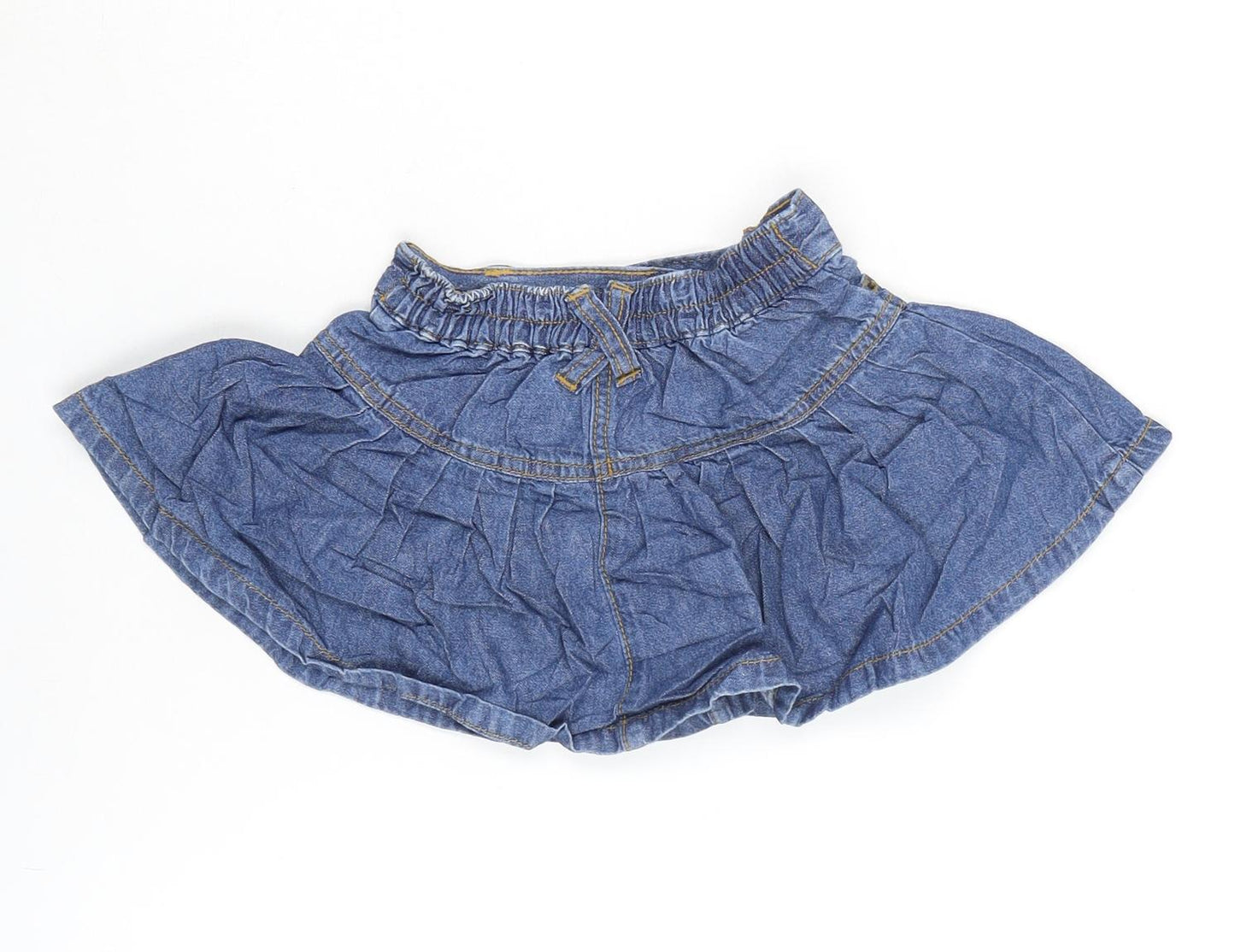 George Girls Blue Cotton Flare Skirt Size 18-24 Months Snap
