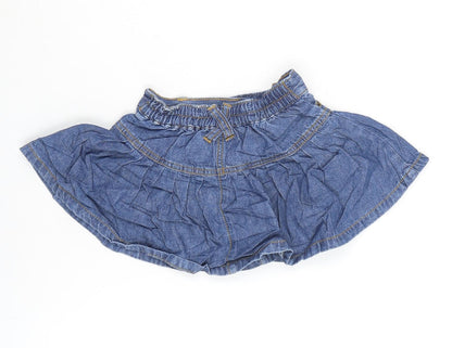 George Girls Blue Cotton Flare Skirt Size 18-24 Months Snap