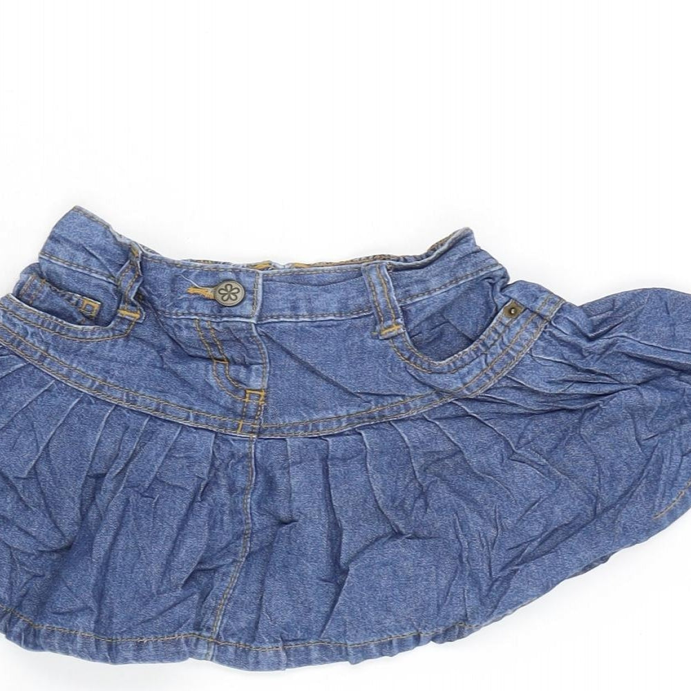 George Girls Blue Cotton Flare Skirt Size 18-24 Months Snap