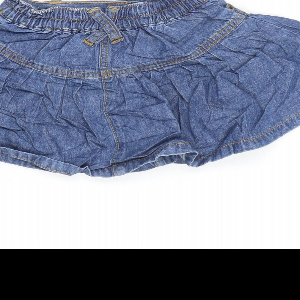 George Girls Blue Cotton Flare Skirt Size 18-24 Months Snap