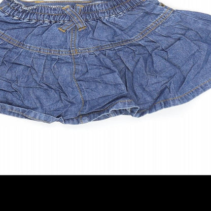 George Girls Blue Cotton Flare Skirt Size 18-24 Months Snap