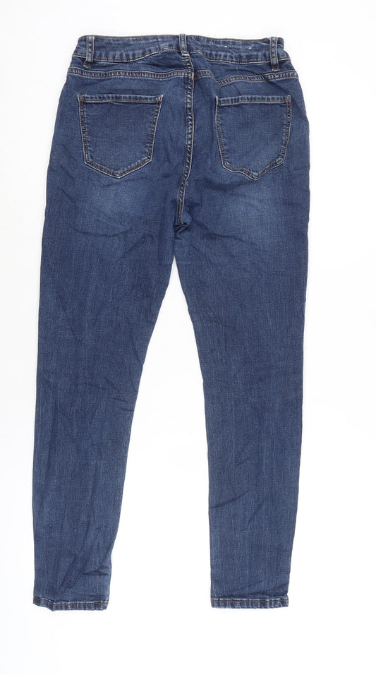 New Look Womens Blue Cotton Blend Skinny Jeans Size 12 L24.5 in Regular Zip