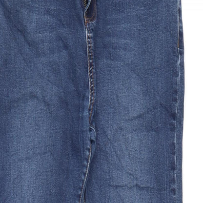 New Look Womens Blue Cotton Blend Skinny Jeans Size 12 L24.5 in Regular Zip