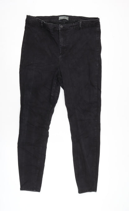 Denim & Co. Womens Grey Cotton Blend Tapered Jeans Size 20 L27 in Regular Zip