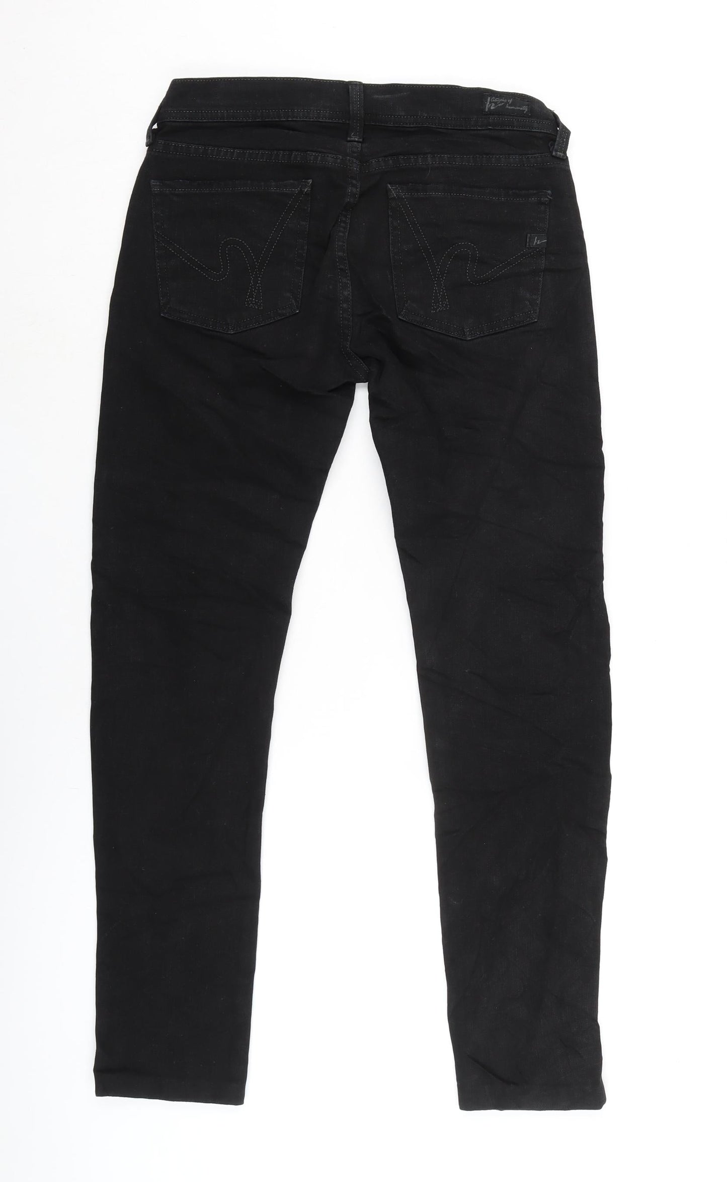 Jerome Denim Womens Black Cotton Blend Straight Jeans Size 28 in L28 in Regular Zip