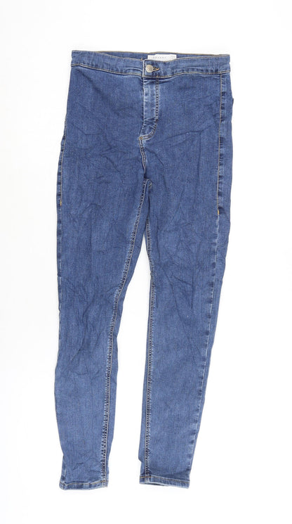 Topshop Womens Blue Cotton Blend Tapered Jeans Size 30 in L25 in Regular Zip