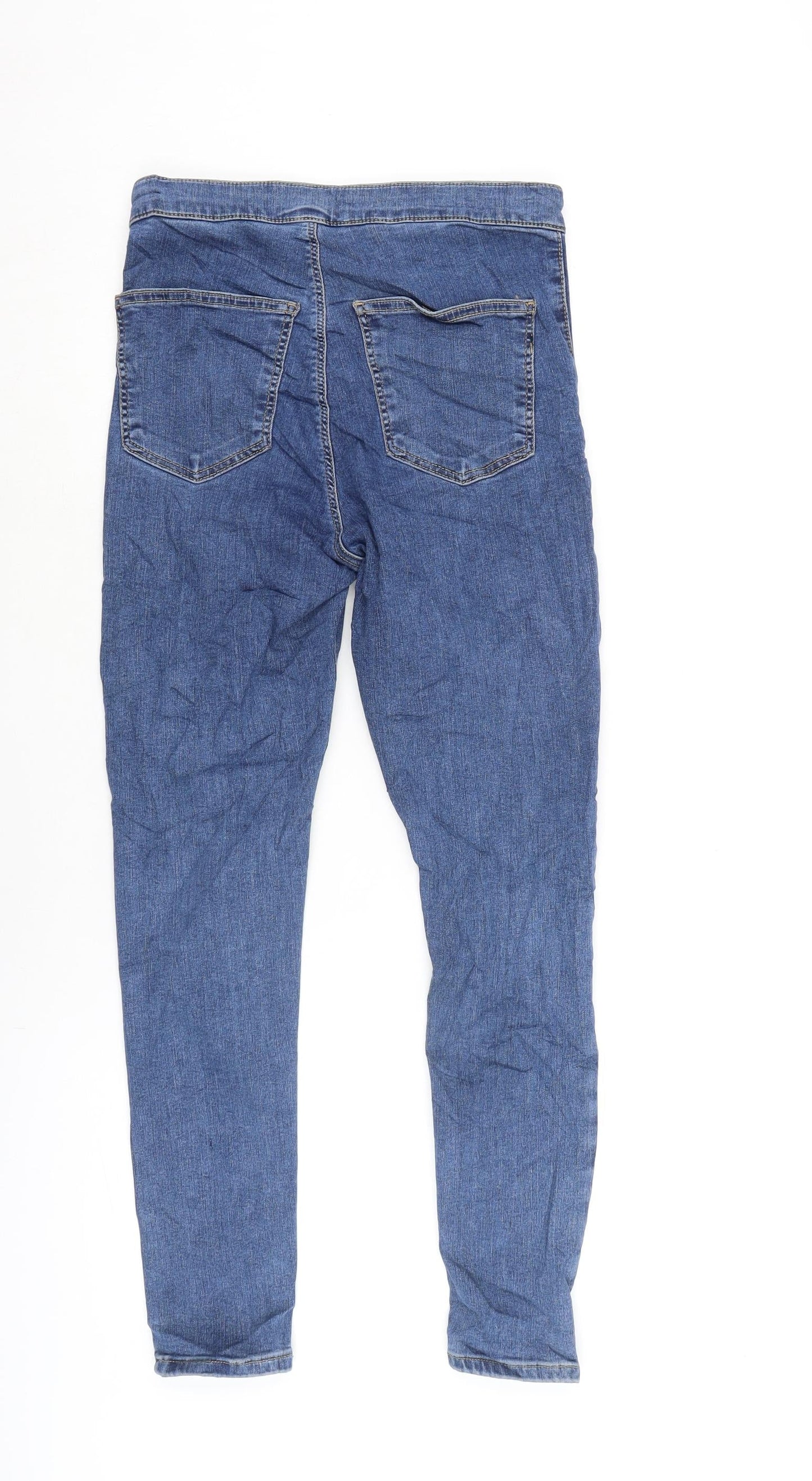 Topshop Womens Blue Cotton Blend Tapered Jeans Size 30 in L25 in Regular Zip