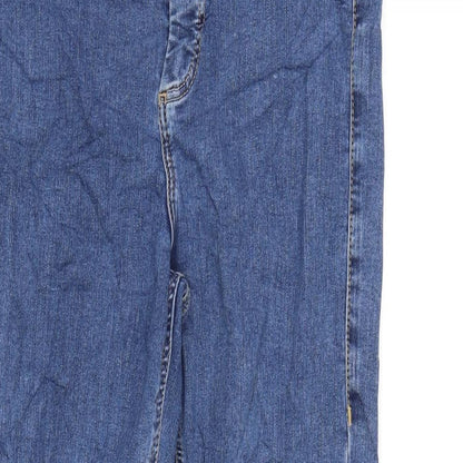 Topshop Womens Blue Cotton Blend Tapered Jeans Size 30 in L25 in Regular Zip