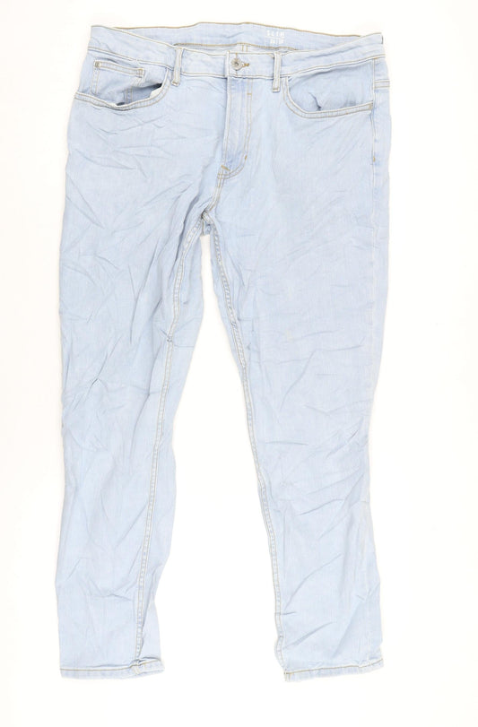 George Mens Blue Cotton Blend Straight Jeans Size 34 in L30 in Regular Zip