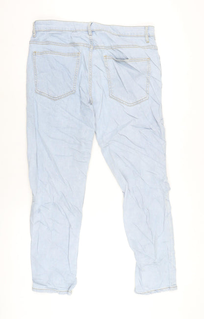 George Mens Blue Cotton Blend Straight Jeans Size 34 in L30 in Regular Zip