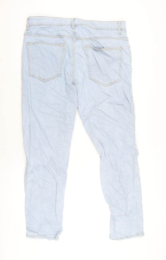 George Mens Blue Cotton Blend Straight Jeans Size 34 in L30 in Regular Zip