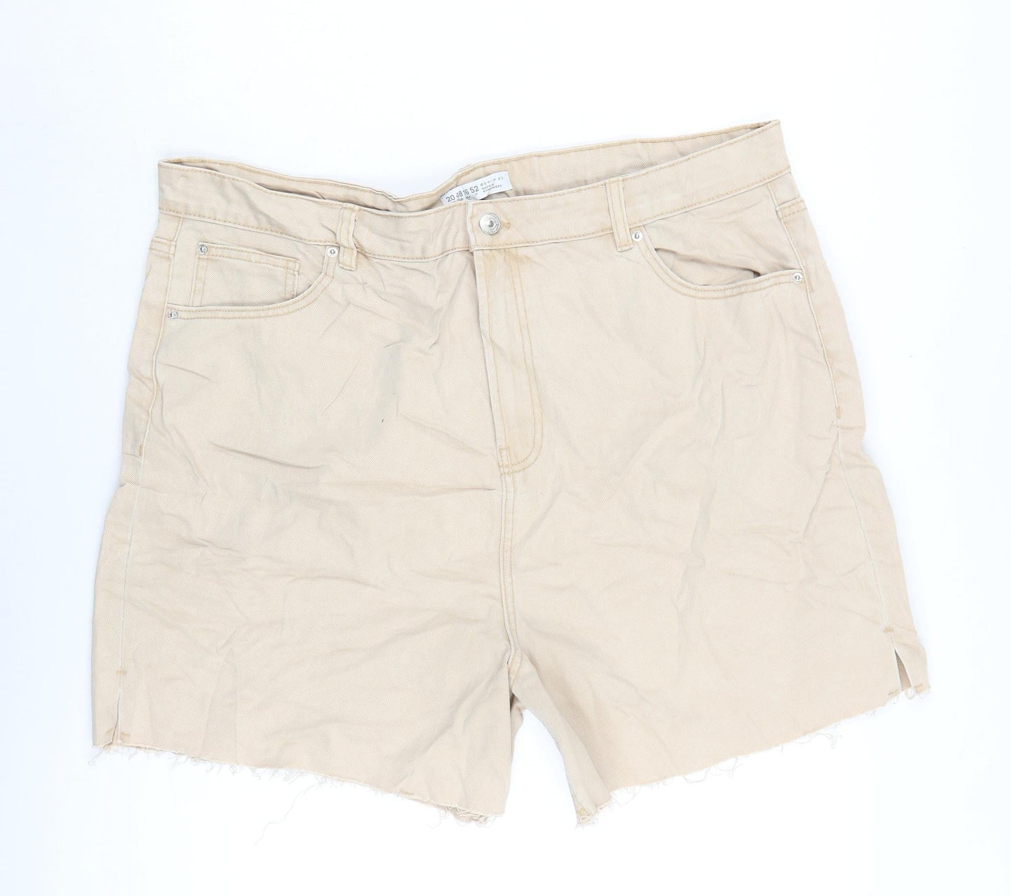 Denim & Co. Womens Beige Cotton Cut-Off Shorts Size 20 Regular Zip