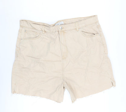 Denim & Co. Womens Beige Cotton Cut-Off Shorts Size 20 Regular Zip