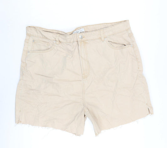 Denim & Co. Womens Beige Cotton Cut-Off Shorts Size 20 Regular Zip