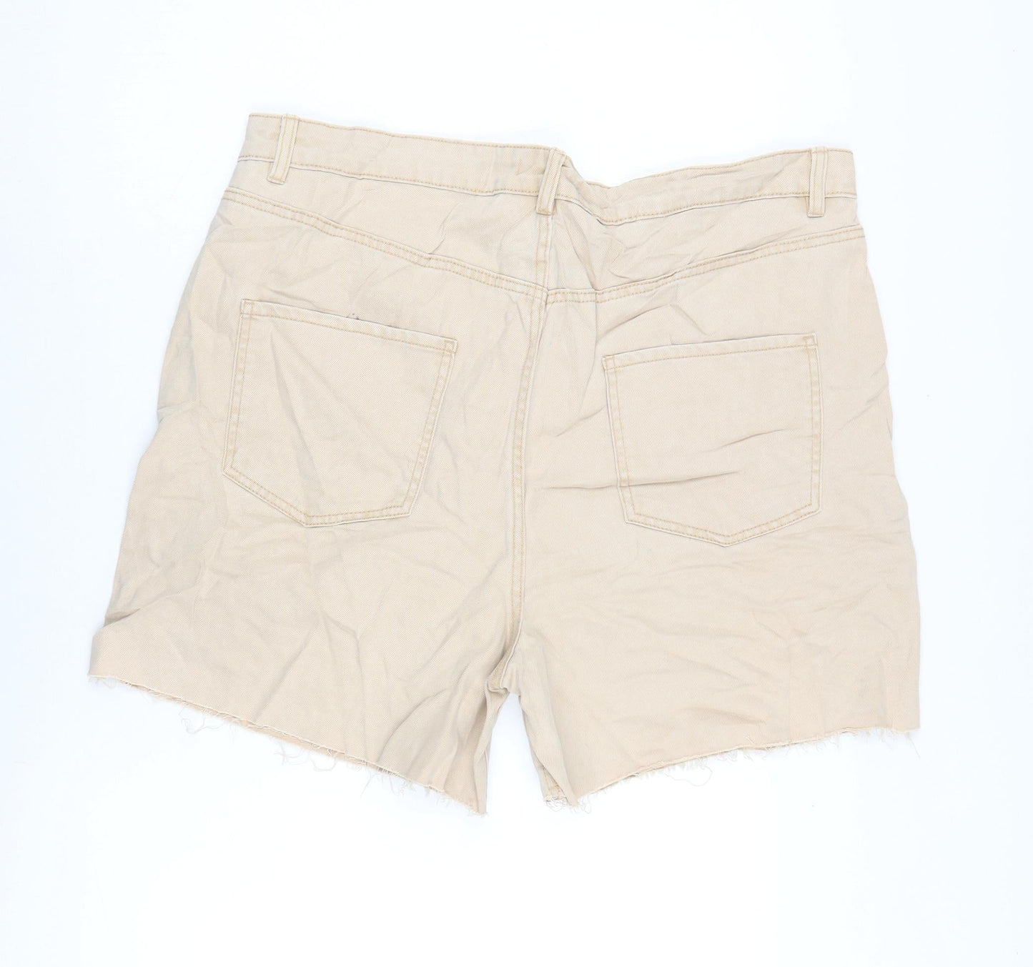Denim & Co. Womens Beige Cotton Cut-Off Shorts Size 20 Regular Zip