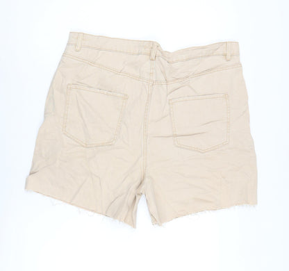 Denim & Co. Womens Beige Cotton Cut-Off Shorts Size 20 Regular Zip