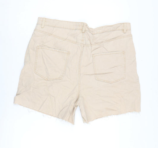 Denim & Co. Womens Beige Cotton Cut-Off Shorts Size 20 Regular Zip