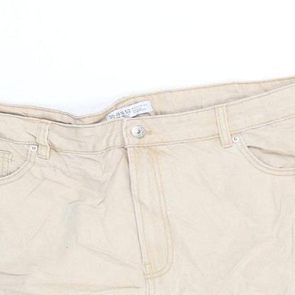 Denim & Co. Womens Beige Cotton Cut-Off Shorts Size 20 Regular Zip