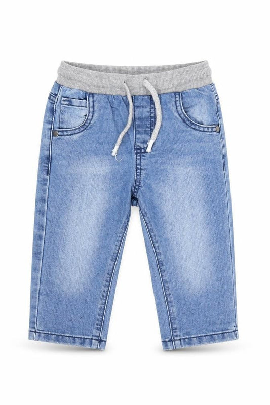 F&F Boys Blue Cotton Capri Jeans Size 9-12 Months Tie - Inside Leg 10 In