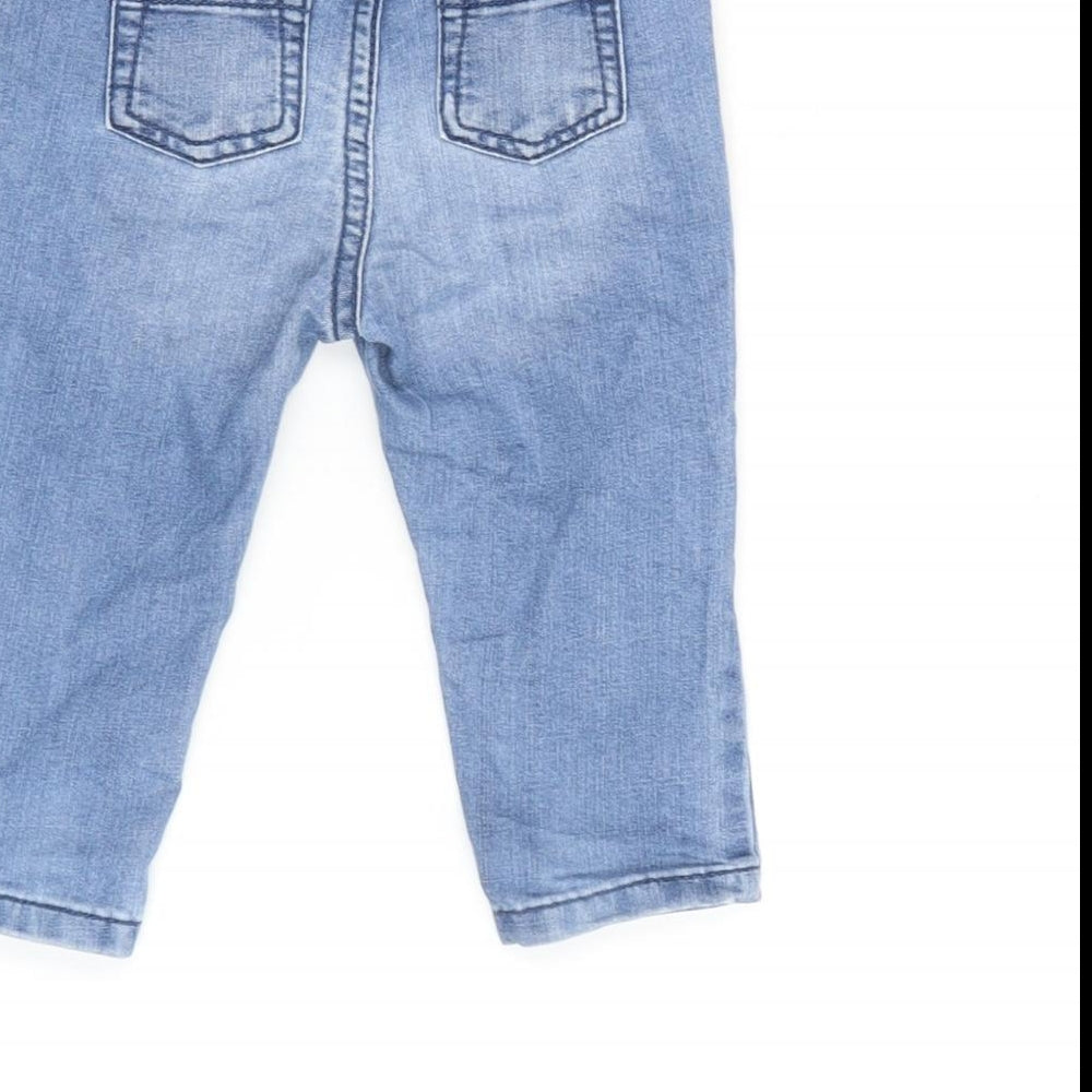 F&F Boys Blue Cotton Capri Jeans Size 9-12 Months Tie - Inside Leg 10 In