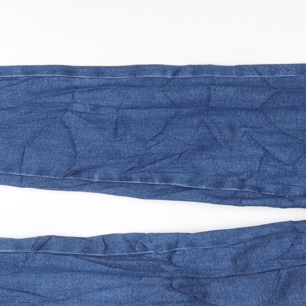 M&Co Womens Blue Cotton Blend Straight Jeans Size 10 L27 in Regular Zip