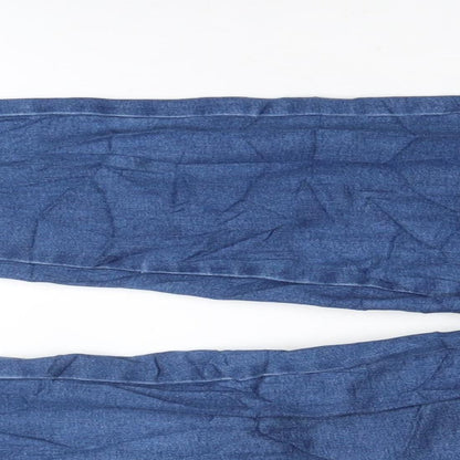 M&Co Womens Blue Cotton Blend Straight Jeans Size 10 L27 in Regular Zip