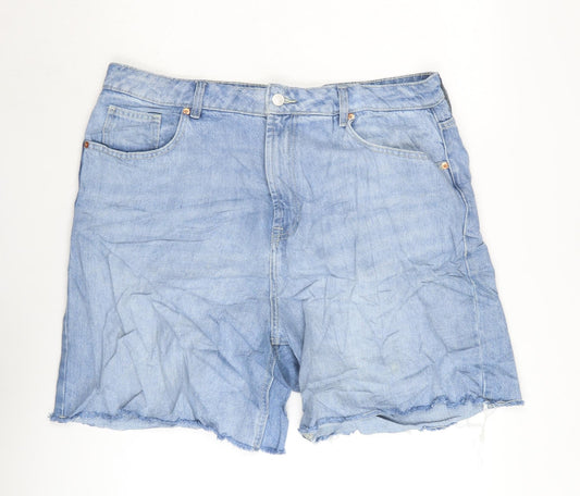 F&F Womens Blue Cotton Cut-Off Shorts Size 20 Regular Zip