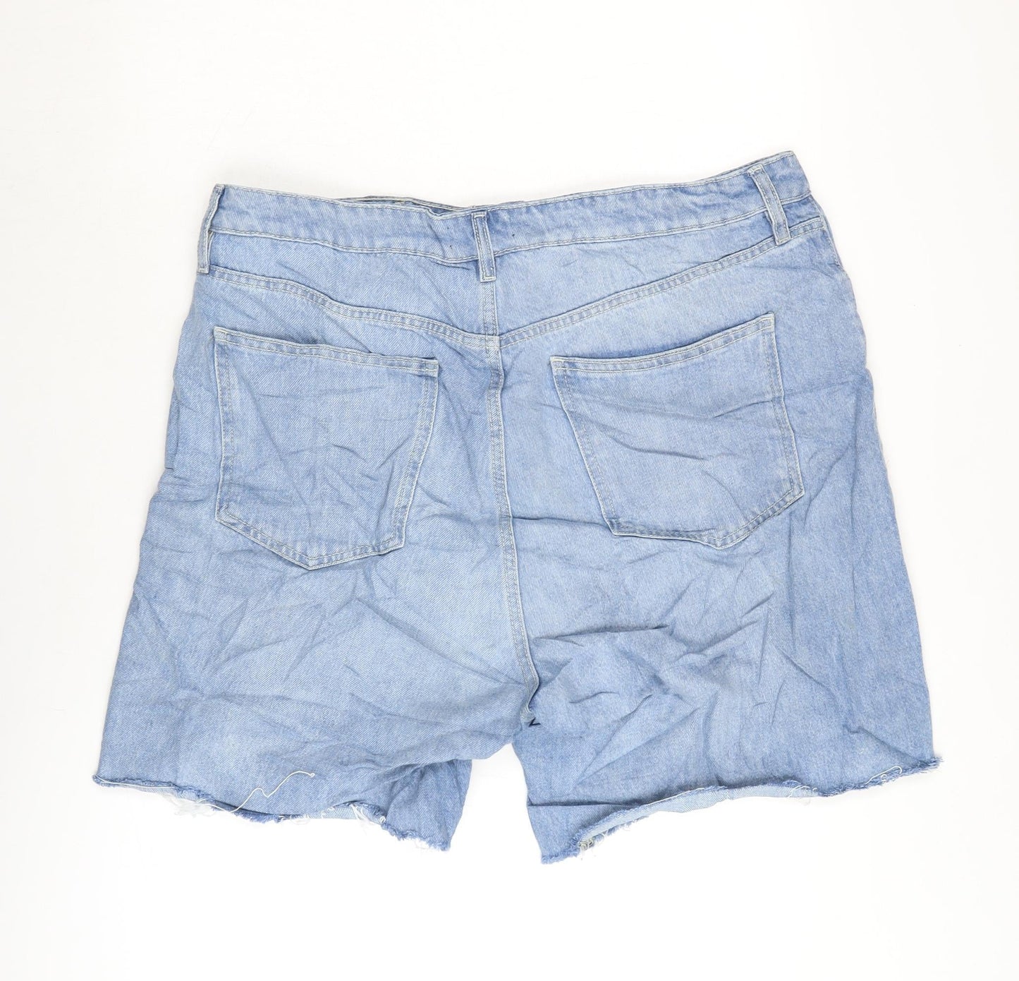 F&F Womens Blue Cotton Cut-Off Shorts Size 20 Regular Zip