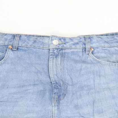 F&F Womens Blue Cotton Cut-Off Shorts Size 20 Regular Zip