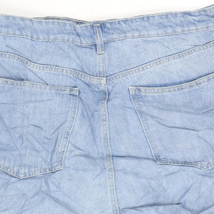 F&F Womens Blue Cotton Cut-Off Shorts Size 20 Regular Zip
