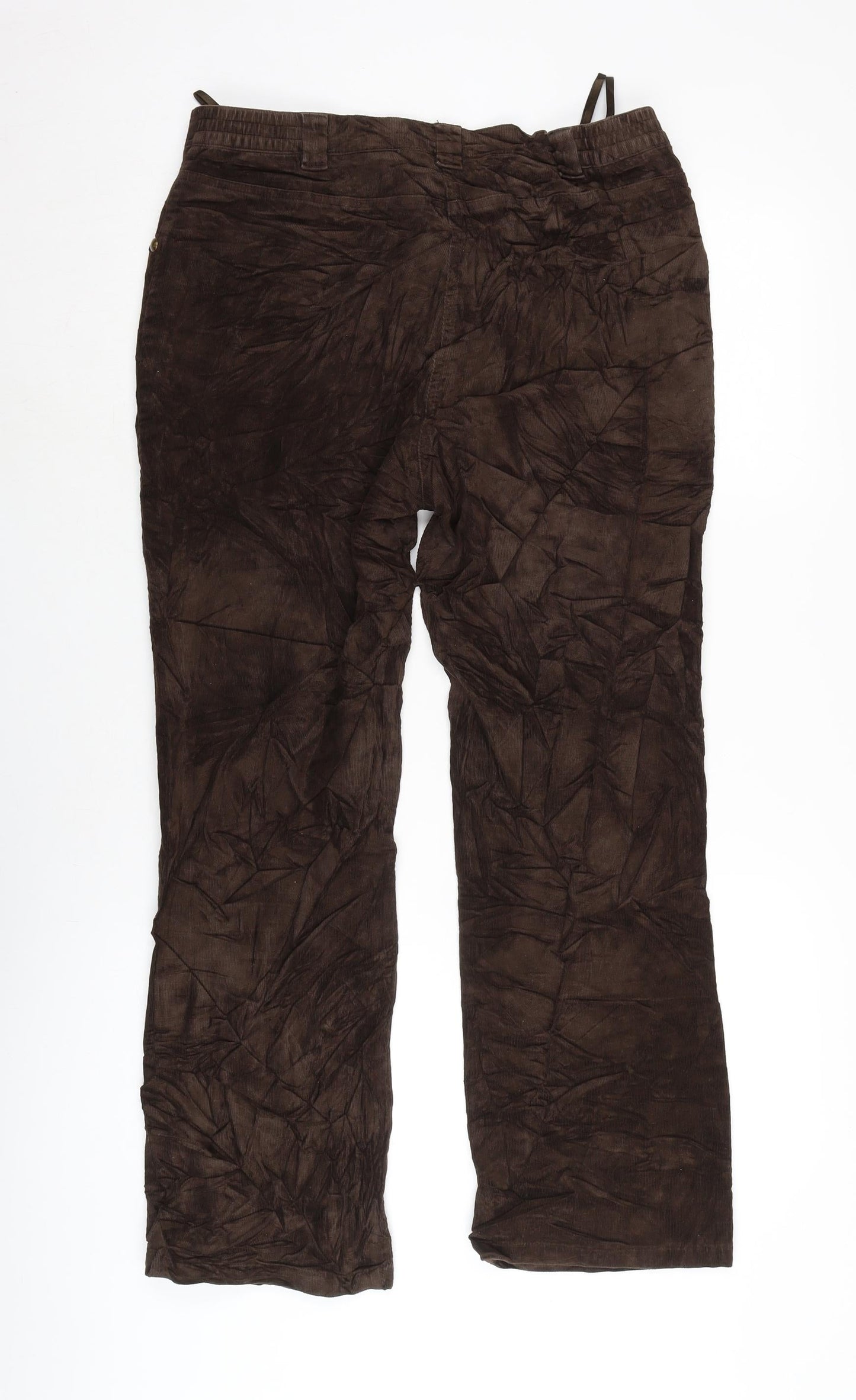 Priess Womens Brown Cotton Trousers Size 32 in L27.5 in Regular Zip