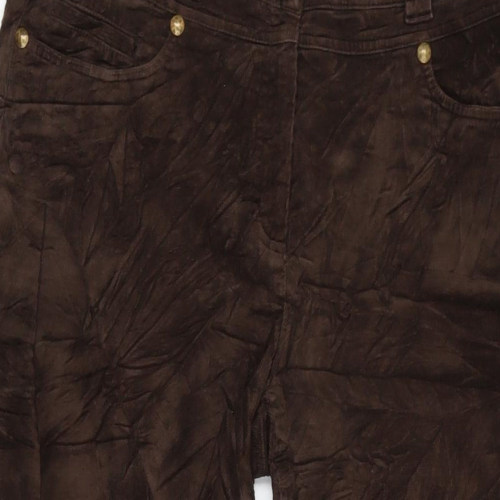 Priess Womens Brown Cotton Trousers Size 32 in L27.5 in Regular Zip