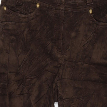 Priess Womens Brown Cotton Trousers Size 32 in L27.5 in Regular Zip