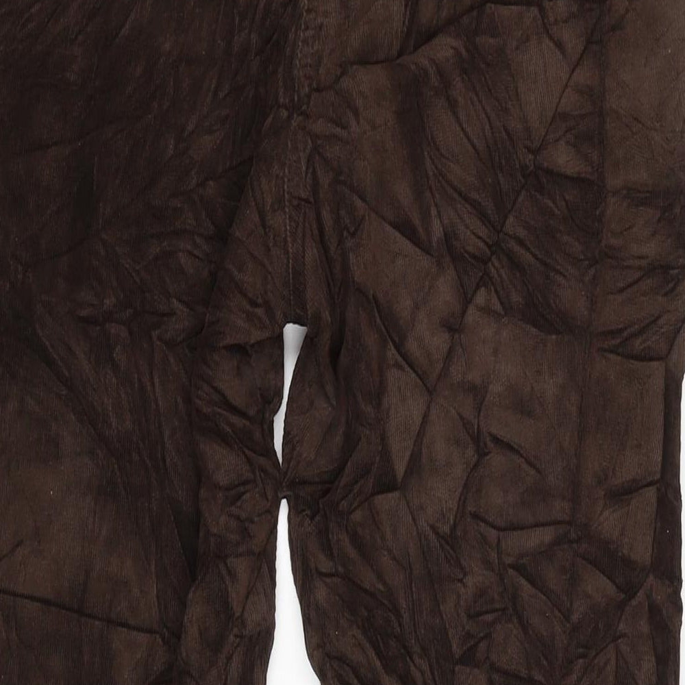 Priess Womens Brown Cotton Trousers Size 32 in L27.5 in Regular Zip