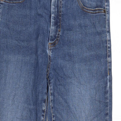 Topshop Womens Blue Cotton Blend Tapered Jeans Size 30 in L27 in Regular Zip
