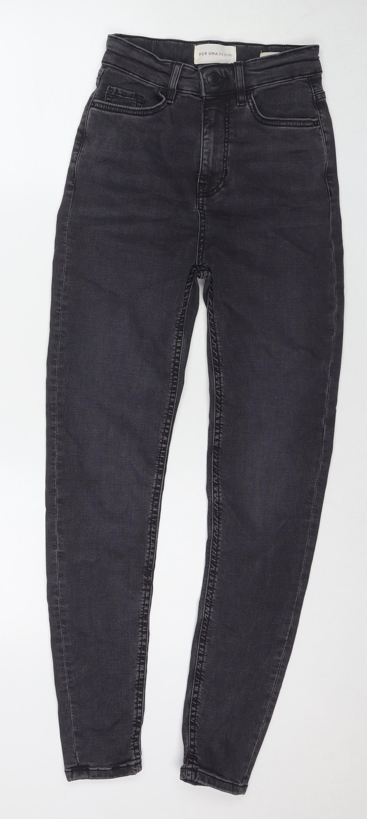 Marks and Spencer Womens Black Cotton Skinny Jeans Size 6 L28 in Regular Zip