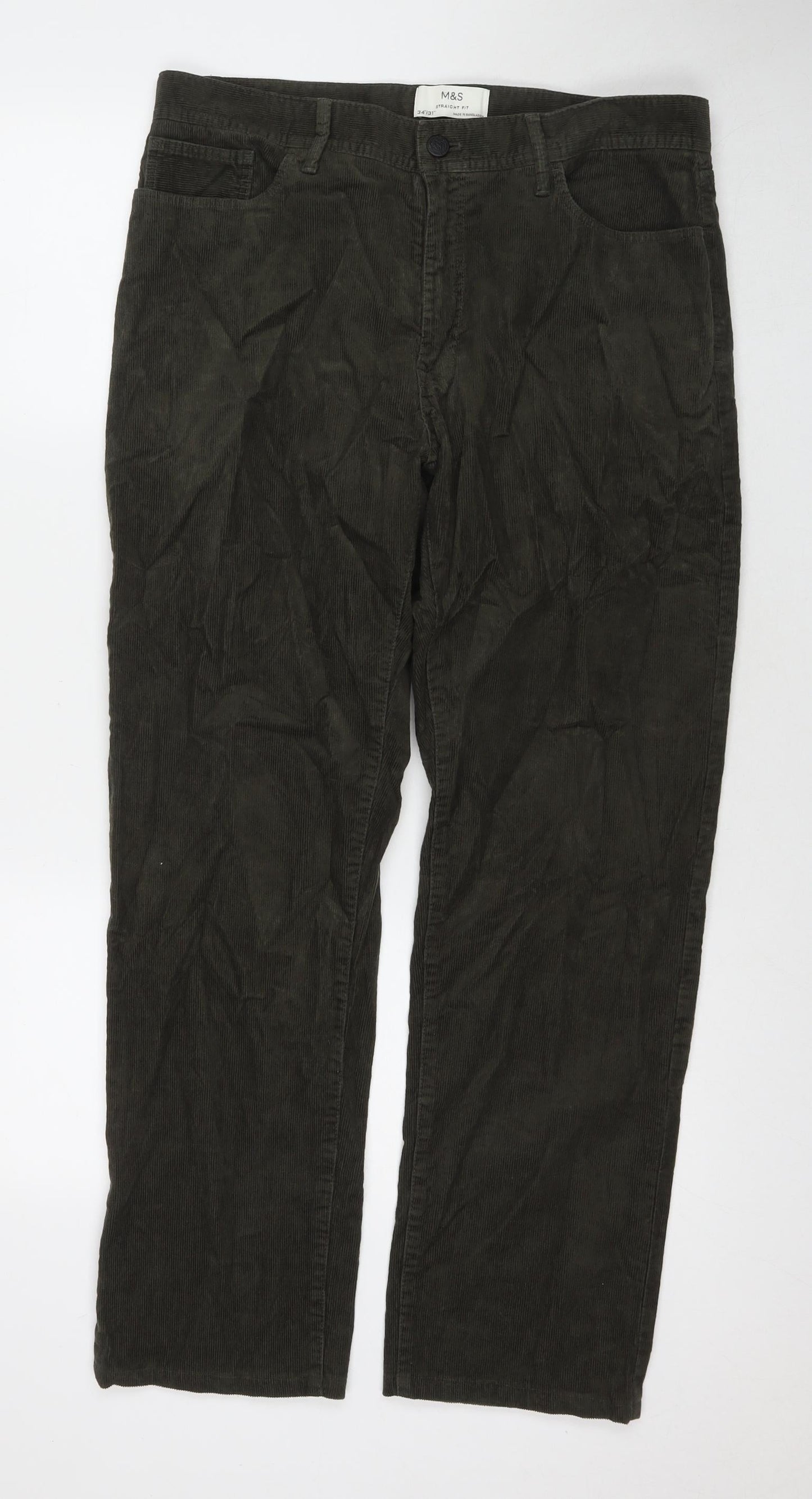 Womens UK Size 34 in Marks and Spencer Regular Fit Straight Green Jeans