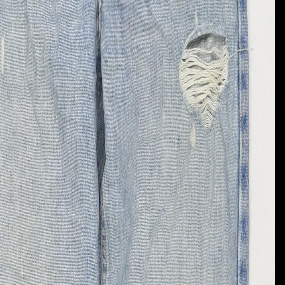 Pull&Bear Womens Blue Cotton Mom Jeans Size 4 L32 in Regular Zip