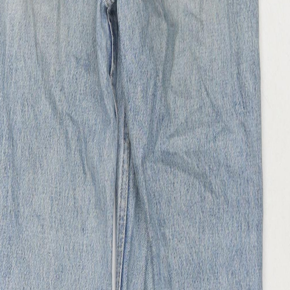 Pull&Bear Womens Blue Cotton Mom Jeans Size 4 L32 in Regular Zip