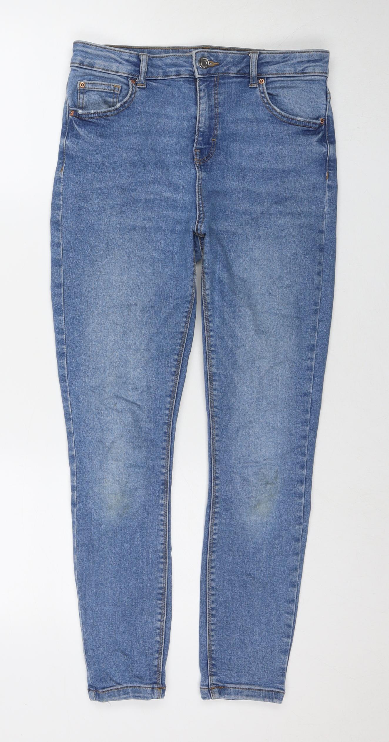 Denim & Co. Womens Blue Cotton Skinny Jeans Size 12 L25 in Regular Zip