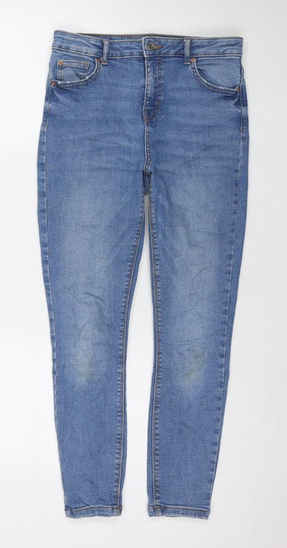 Denim & Co. Womens Blue Cotton Skinny Jeans Size 12 L25 in Regular Zip