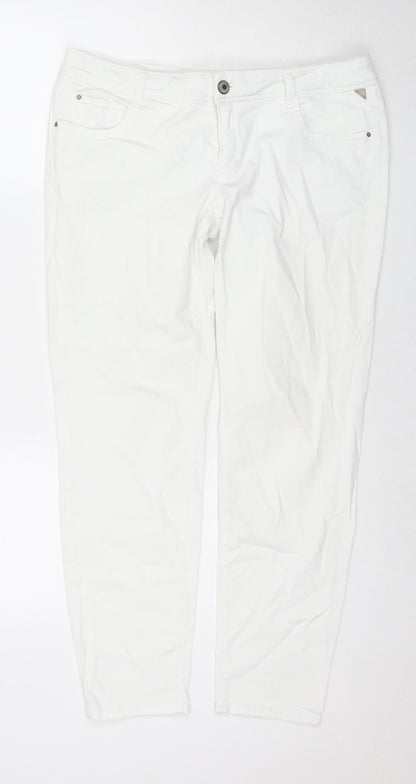 Betty&Co Womens White Cotton Straight Jeans Size 14 L28 in Regular Zip